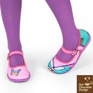 Hot Chocolate Design Pink Butterfly Mary Jane Shoes